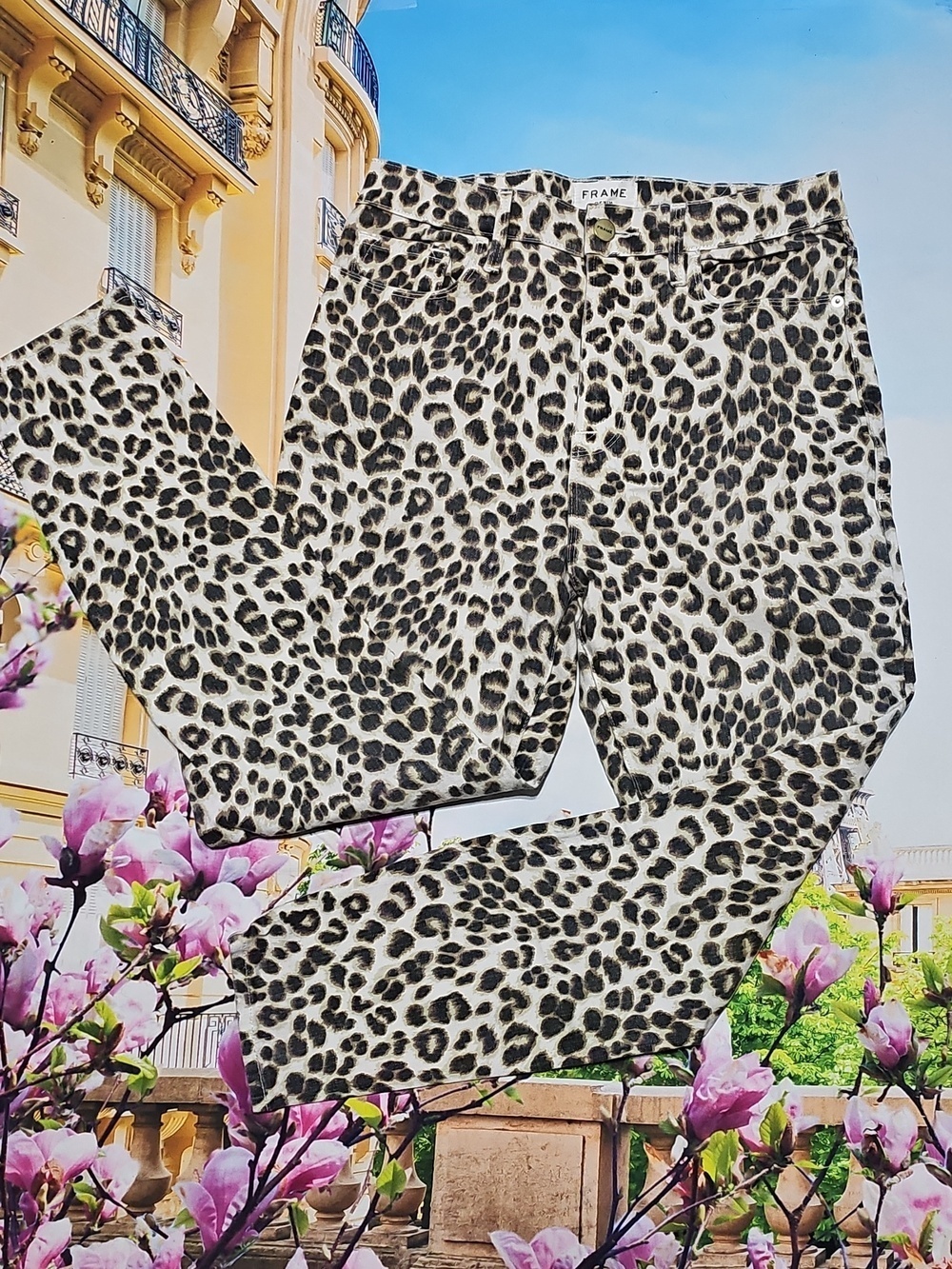 Frame Denim High Waisted Jeans Size 28 Leopard Cheetah Animal Print
